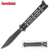 10.25 Inch Kershaw Lucha Butterfly Knife Black Wash