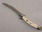 11" AKC Curved Stiletto Automatic Knife Bolster Imitation Ivory Bayo