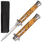 11 Inch Orange Pearl D/A OTF Stiletto Automatic Knife Satin Dagger