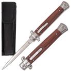 11 Inch Rosewood D/A OTF Stiletto Automatic Knife Satin Dagger