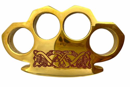 11 ounce Two Snakes Brass Knuckles Paperweight Red