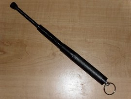 12" black coil spring baton keychain