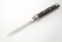 13" Frank Beltrame Imitation Horn Italian Stiletto Automatic Knife Satin Bayo