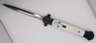 13" Mago White Stiletto D/A OTF Automatic Knife Bayonet Point Satin Plain