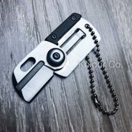 3 Inch Mini Army Dog Tag Folding Neck Knife Black Necklace