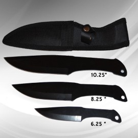 3pc throwing knife set black z1013bk