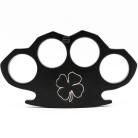 4 Leaf Clover Black Brass Knuckles Belt Buckle Paperweight