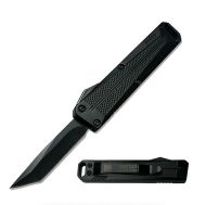 5" Perfect Man Black D/A OTF Automatic Knife Tanto Point Black Plain