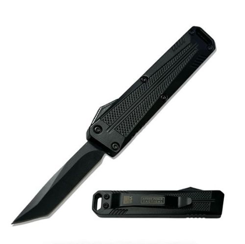 5" Perfect Man Black D/A OTF Automatic Knife Tanto Point Black Plain
