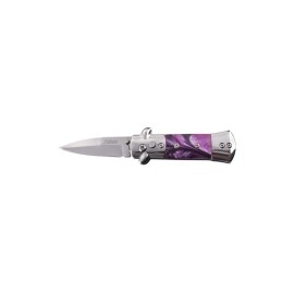 5" Mini Milano Stiletto Automatic Knife Purple Marble