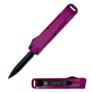 5" Mini Pocket Torpedo Purple D/A OTF Automatic Knife Dagger Point Black Blade
