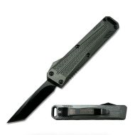 5.25" Pop Star Gray D/A OTF Automatic Knife Tanto Point Black Plain