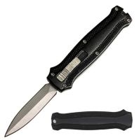 5.25" Rock Star Black D/A OTF Automatic Knife Dagger Point Satin Plain