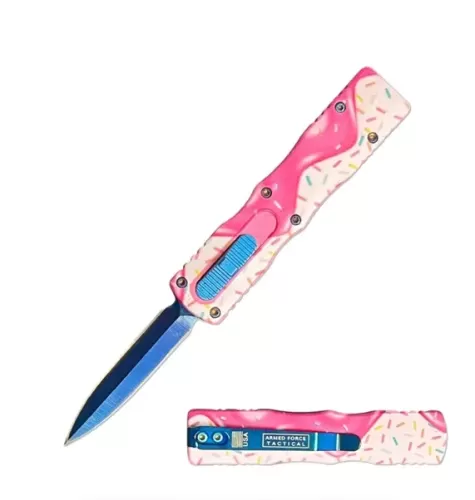 5.25" Rugged Donut Sprinkle Frosting Handle Mini OTF Automatic Knife