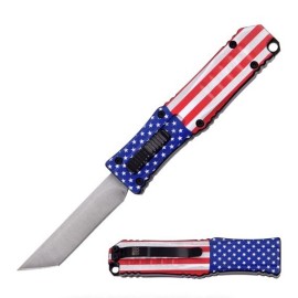 5.25" USA Flag Mini Automatic OTF Out The Front Knife-6B2-103SF