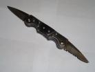 6.75" Double Blade Black Automatic Knife Serrated