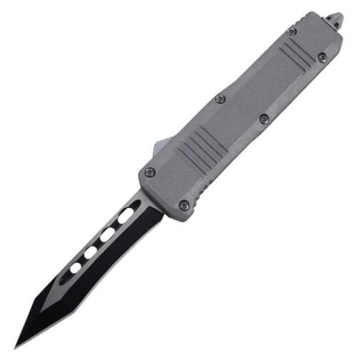 6.75" Mini Ranger D/A OTF Grey Automatic Knife Two Tone Tanto