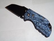 7" Mini Tie Dye Blue Sheeps Foot Automatic Knife