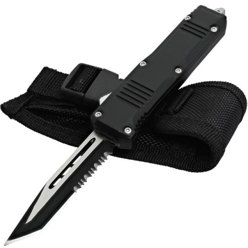 7" Ranger Black D/A OTF Automatic Knife Tanto Serrated