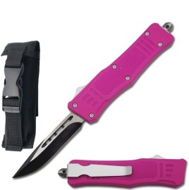 7" Street Walker Out Of The Front Pink OTF Knife Drop Point Blade