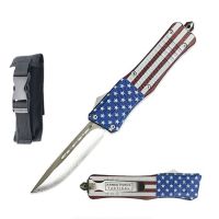 7" US Flag Drop Point Blade Patriot Walker OTF Knife