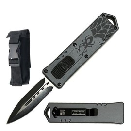 7.5" Gray Spider Rider Automatic Dual Action Out The Front Knife