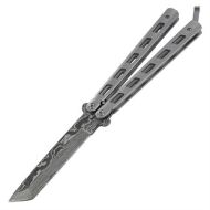 8.75" Martial Arts Silver Butterfly Knife Damascus Tanto