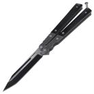 8.75" Black Stone Wash Butterfly Knife Balisong Black-Tanto