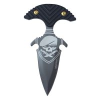 8 Inch Army Skull Palm Push Dagger Punch Knife Black