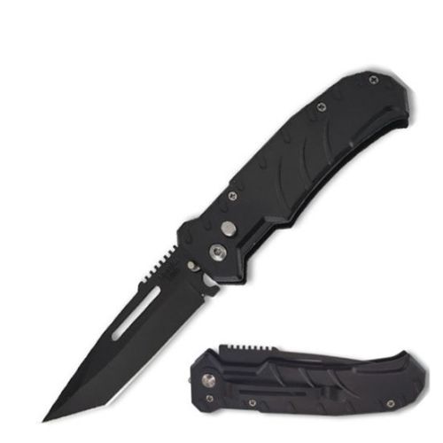 8" Open Black Ballistic Switch Blade Automatic Tanto Blade Knife