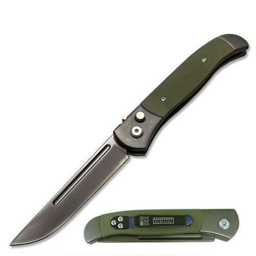 8" Open Everyday Carry Clip Point Auto Switchblade Knife Green G10