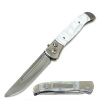 8" Overall Everyday White Pearl Carry Clip Point Auto Switchblade Knife