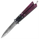 8.75" Purple Marble Butterfly Knife Balisong Damascus Dagger