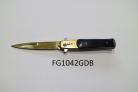 8 inch Black Stiletto Automatic Knife Gold Bayo