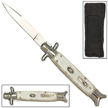 8.5" pearl handle stiletto switchblade knife gbs21