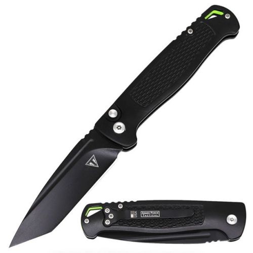 8.5" Open CNC Machine Black Side Opener Automatic Knife Tanto Point Black Blade