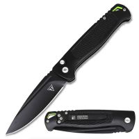 8.5" Overall CNC Machined Black Side Open Automatic Knife Black Drop Point Blade