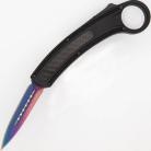 8.75" Black Carbon Fiber Karambit D/A OTF Automatic Knife Rainbow Dagger