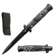 Top Value Black Marble Milano Stiletto Automatic Knife (8.75" Overall)