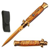Top Value Orange Marble Gold Milano Stiletto Automatic Knife (8.75" Overall)
