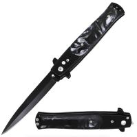8.75" Coil Spring Black Pearl Milano Stiletto Automatic Knife (4" Bayonet)