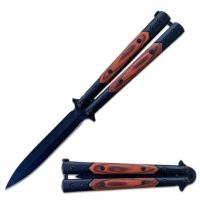 8.75" Heavy Duty Rosewood Butterfly Knife Black Dagger