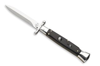 9" AGA Campolin Italian Stiletto Swinguard Automatic Knife Ebony Dagger