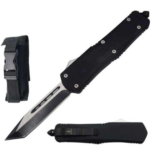 9" Black Tactical Recon D/A OTF Combat Pocket Knife