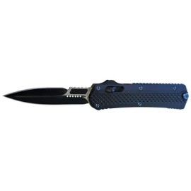 9" Blue Needlepoint Automatic Triple Action Out Of The Front Black OTF Knife