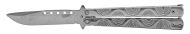 9" Chrome Ripples Heavy Butterfly Knife Silver Drop Point