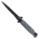 9.5" Collectors Checkered Stiletto Automatic Knife Black Dagger