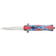 9" Confederate Flag ABS Dixie D/A OTF Stiletto Automatic Knife Satin Bayonet