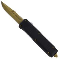 9.5" Damascus Ranger D/A OTF Black Automatic Knife Gold Drop Point