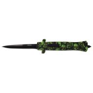 9" Death Skulls ABS Green D/A OTF Stiletto Automatic Knife Black Bayonet